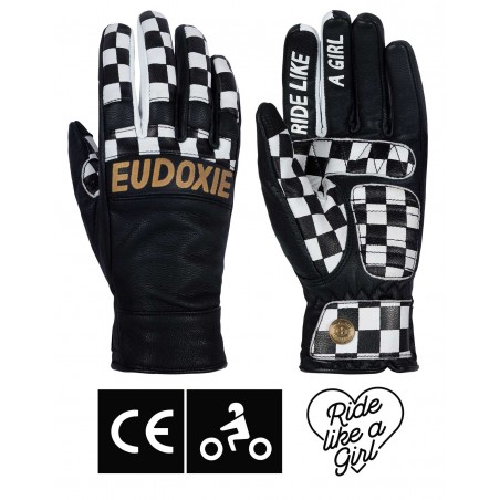 CE-zugelassene Leder-Motorradhandschuhe "GOLD" - Eudoxie