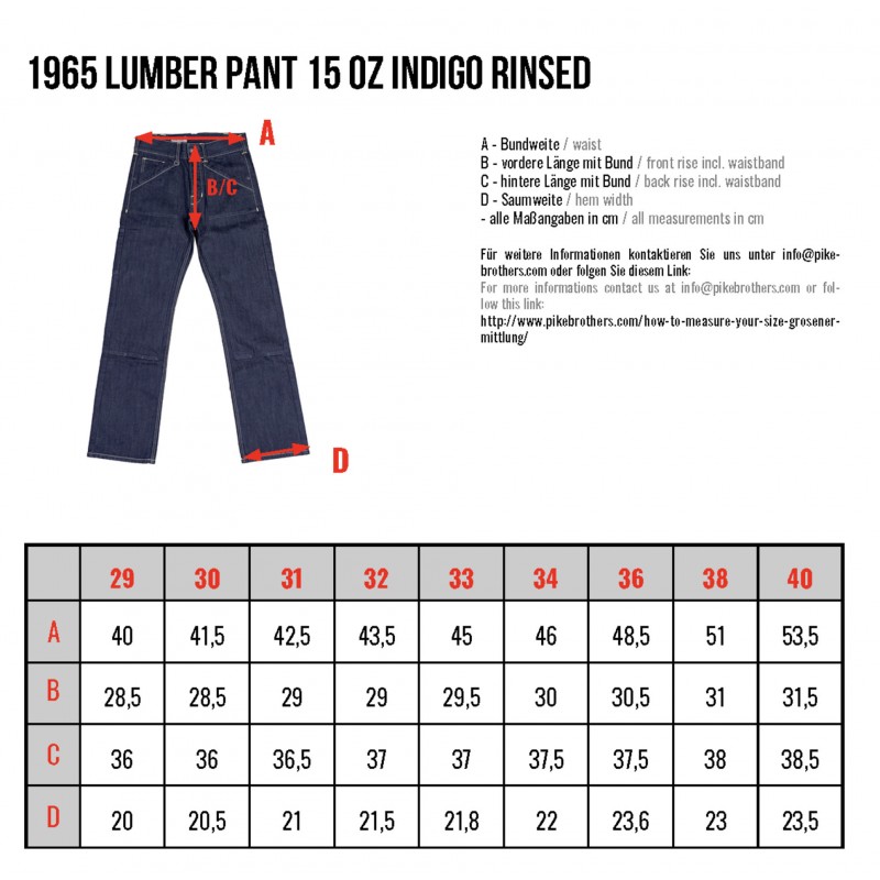 Jean Denim 1965 Lumber Pant 15oz indigo rinsed...