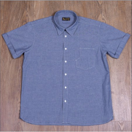 Chambray Cotton Short-Sleeve Shirt - 1937 Roamer Shirt short sleeve blue USN Pike Brothers