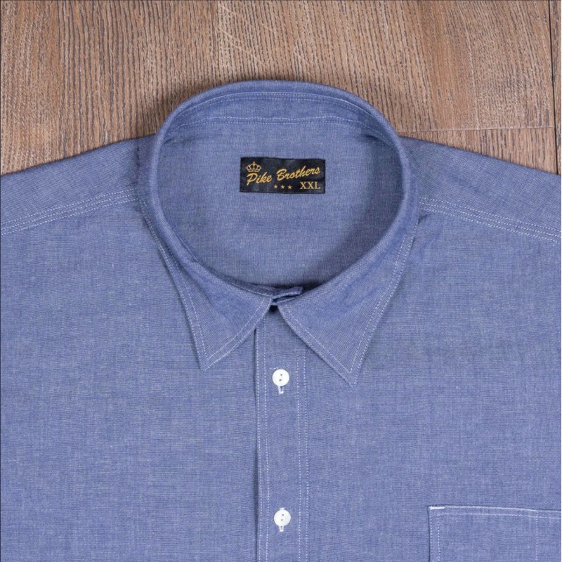 Chambray Cotton Short-Sleeve Shirt - 1937...