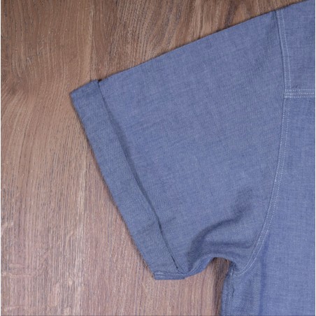 Chambray Cotton Short-Sleeve Shirt - 1937 Roamer Shirt short sleeve blue USN Pike Brothers