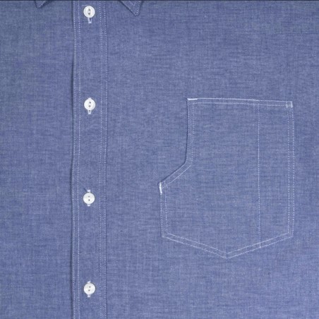Chambray Cotton Short-Sleeve Shirt - 1937 Roamer Shirt short sleeve blue USN Pike Brothers