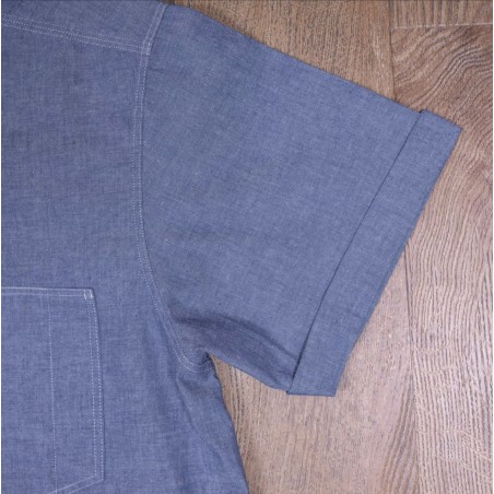 Chambray Cotton Short-Sleeve Shirt - 1937 Roamer Shirt short sleeve blue USN Pike Brothers