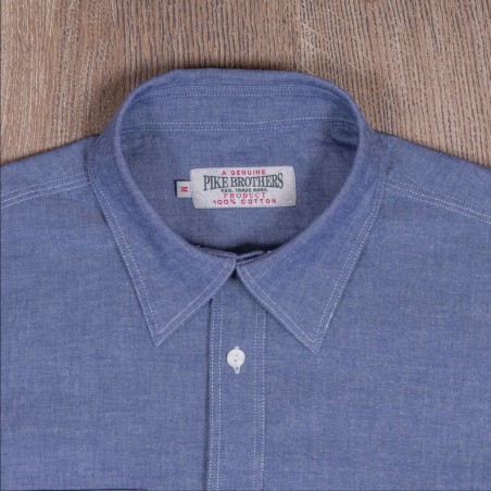 Hemd USN 1937 Roamer Shirt Blue Chambray - Pike Brothers