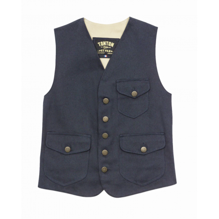 LE GILET «RAOUL» CANVAS MARINE ET KAKI CLAIR - TONTON ET FILS