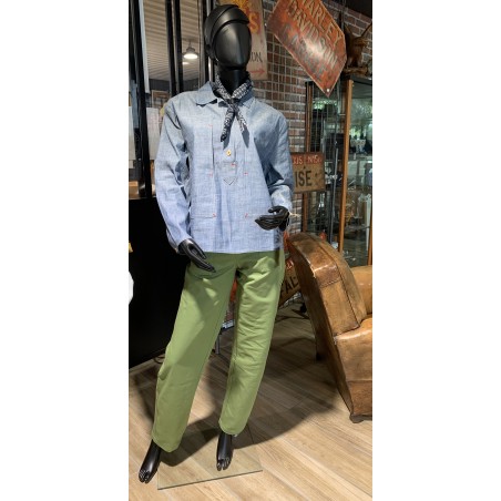 Het Dameshemd "Arromanches" Denim Chambray Licht - L'Ouvrière Moderne