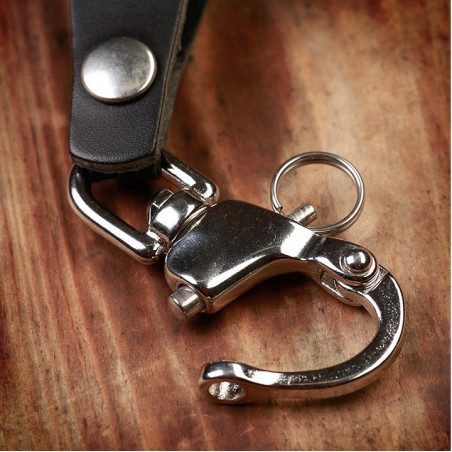 Sleutelhanger Leer Zwart - 1965 Key Hanger black