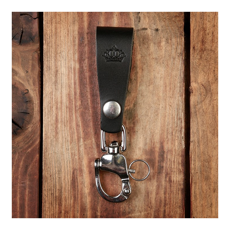 Black Leather Key Ring - 1965 Key Hanger Black
