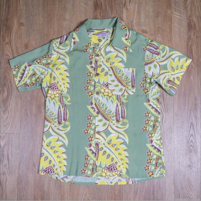 Hawaiihemd Seide 1947 Albert Shirt Lanai Green...