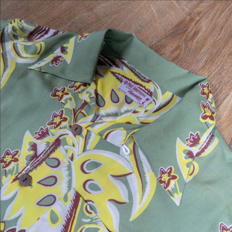 Hawaiihemd Seide 1947 Albert Shirt Lanai Green - Pike Brothers