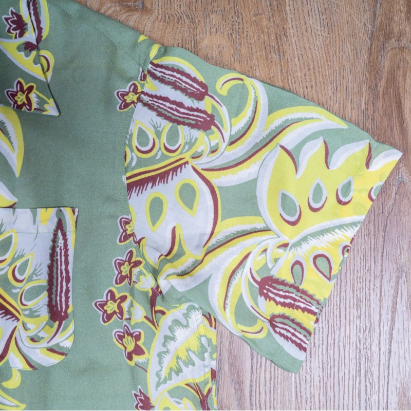 Hawaiihemd Seide 1947 Albert Shirt Lanai Green...