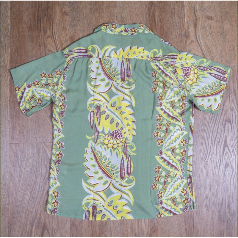Hawaiihemd Seide 1947 Albert Shirt Lanai Green...