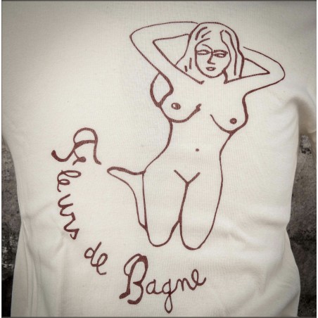 Schlauchförmiges Baumwoll-T-Shirt in Naturweiß "Femme Nue" - Fleurs de Bagne