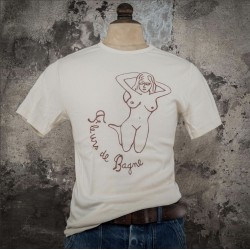Schlauchförmiges Baumwoll-T-Shirt in Naturweiß "Femme...