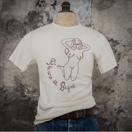 Natural Cotton Tubular T-Shirt "Femme Nue" - Fleurs de Bagne