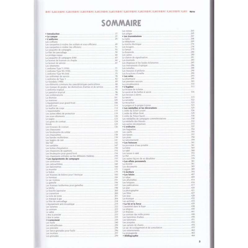 HEITAI, Uniformes, équipements, matériel personnel du fantassin japonais 31-45