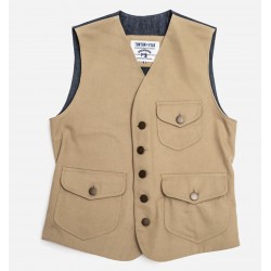 HET GILET «RAOUL» CANVAS LICHT KAKI EN DENIM - Tonton et...