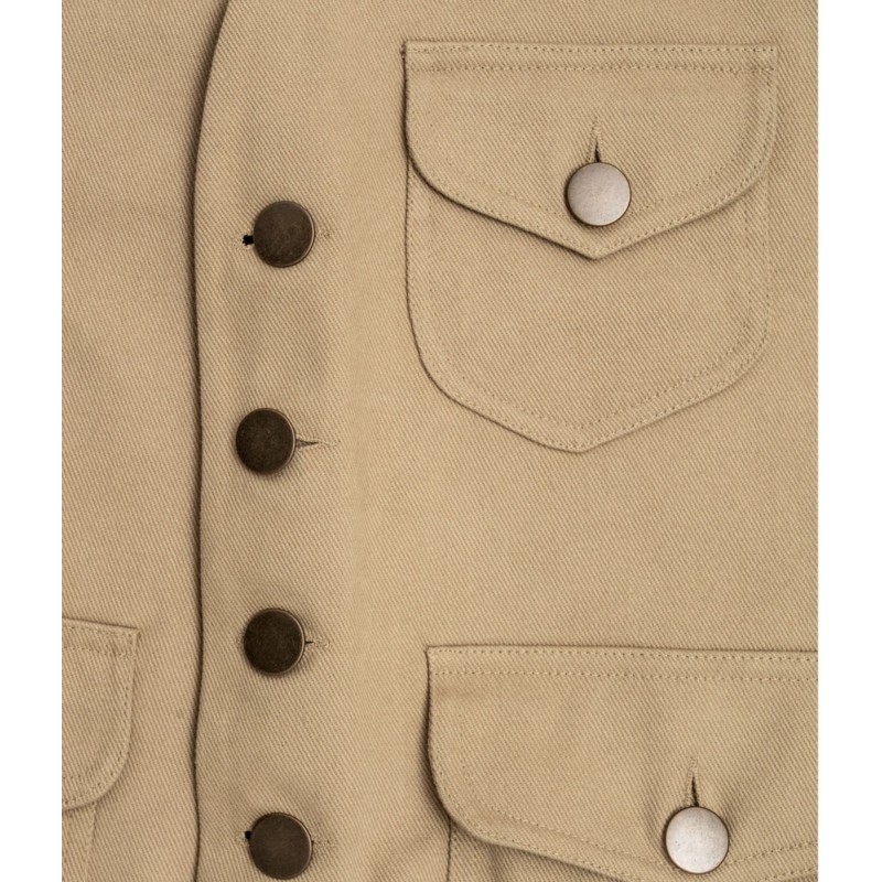 HET GILET «RAOUL» CANVAS LICHT KAKI EN DENIM -...
