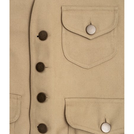 HET GILET «RAOUL» CANVAS LICHT KAKI EN DENIM - Tonton et Fils