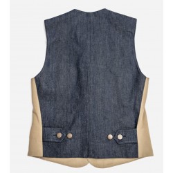 HET GILET «RAOUL» CANVAS LICHT KAKI EN DENIM - Tonton et... 2