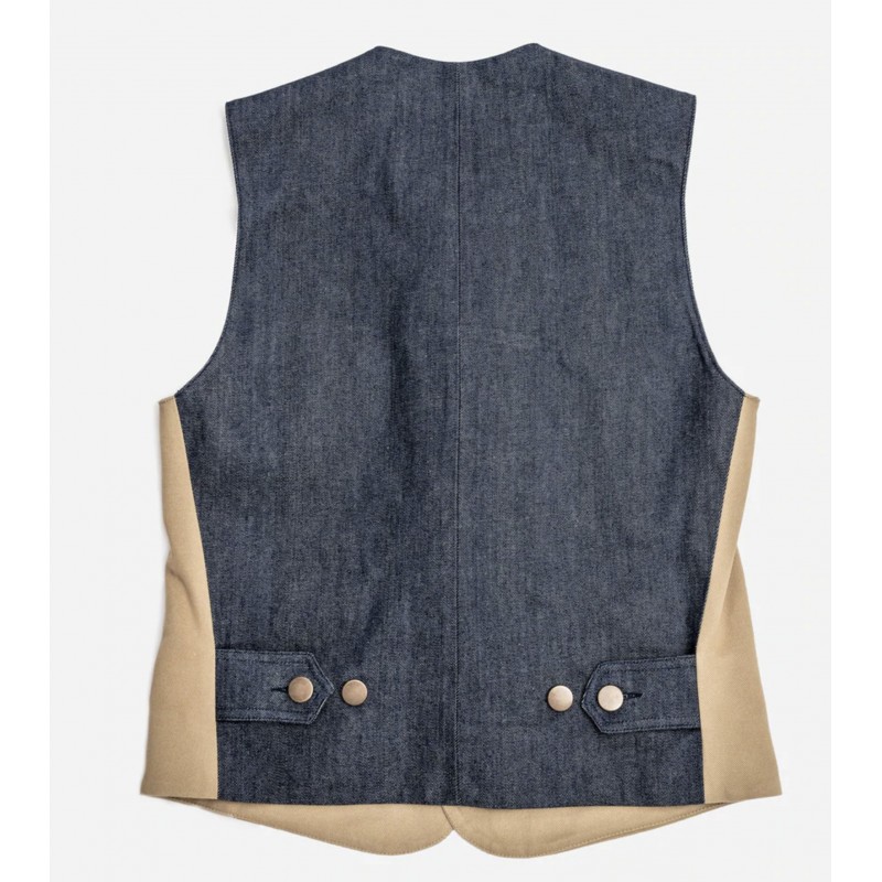 HET GILET «RAOUL» CANVAS LICHT KAKI EN DENIM -...