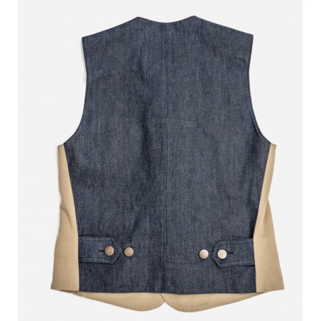 HET GILET «RAOUL» CANVAS LICHT KAKI EN DENIM - Tonton et Fils