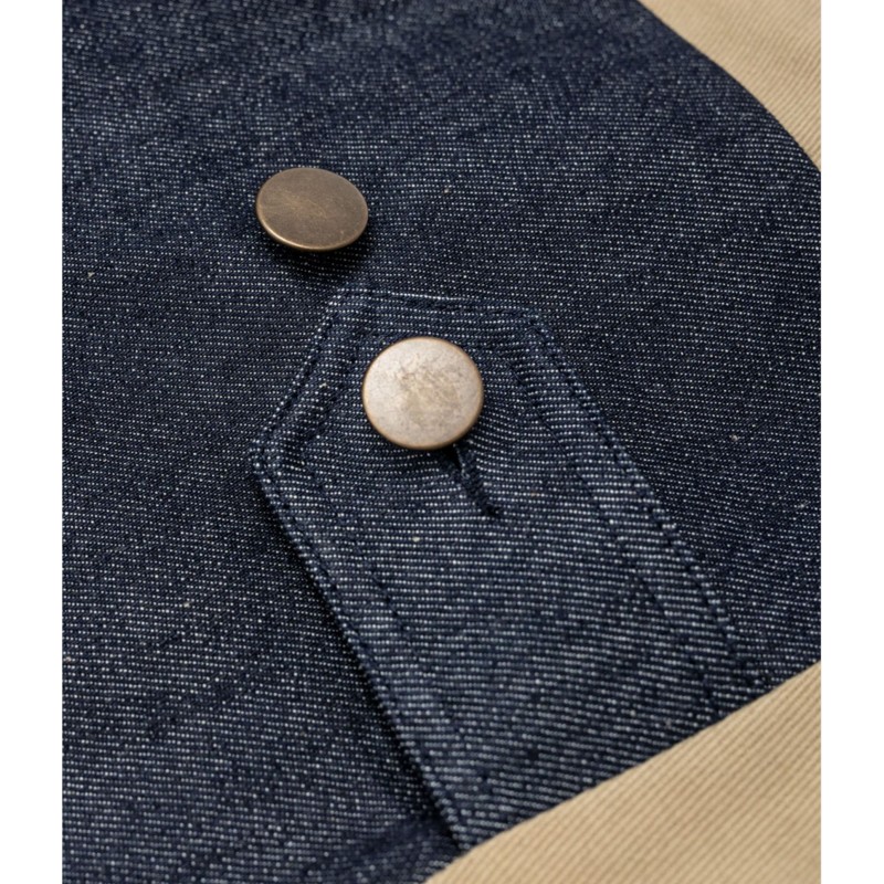 HET GILET «RAOUL» CANVAS LICHT KAKI EN DENIM -...