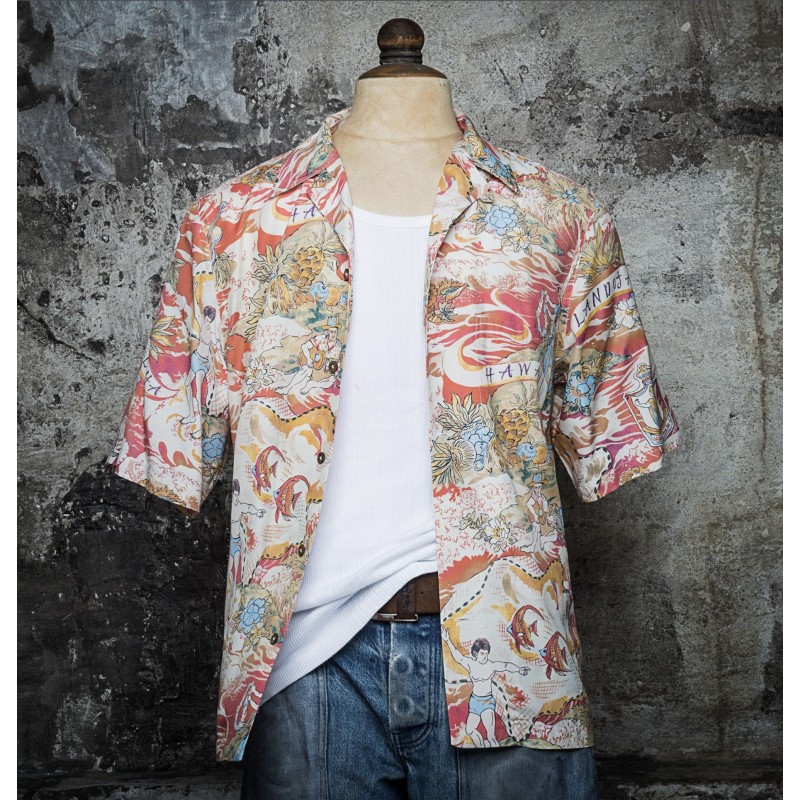 HAWAIIAN SHIRT "SURFERS COCO" - CORAL - Fleurs...
