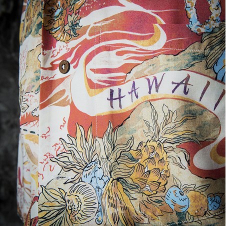 HAWAIIAN SHIRT "SURFERS COCO" - CORAL - Fleurs de Bagne