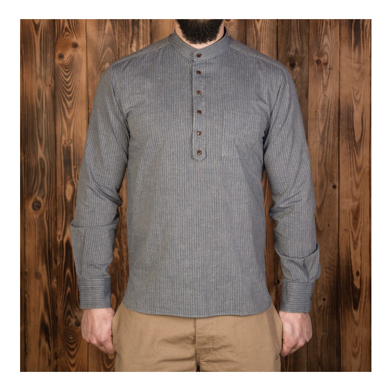 1923 Buccaneer Shirt in Grey Stripes