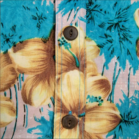 1937 Hawaiian Shirt Roamer Shirt Short Sleeve Pulemoku Blue - Pike Brothers