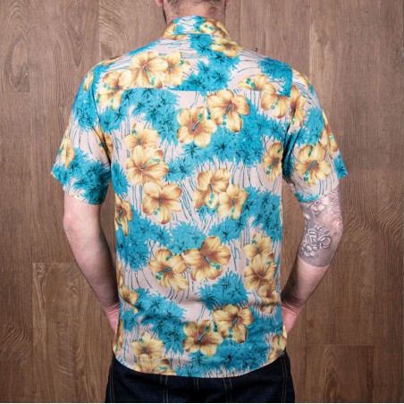 1937 Hawaiian Shirt Roamer Shirt Short Sleeve Pulemoku Blue - Pike Brothers