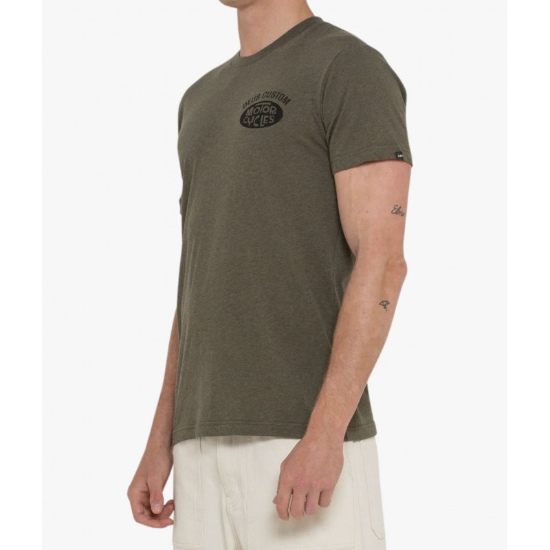 COTTON T-SHIRT CERTAIN TEE LEAF MARLE - Deus Ex...
