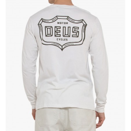 T-SHIRT KATOEN QUARTERS LONG SLEEVE TEE VINTAGE WHITE - Deus Ex Machina