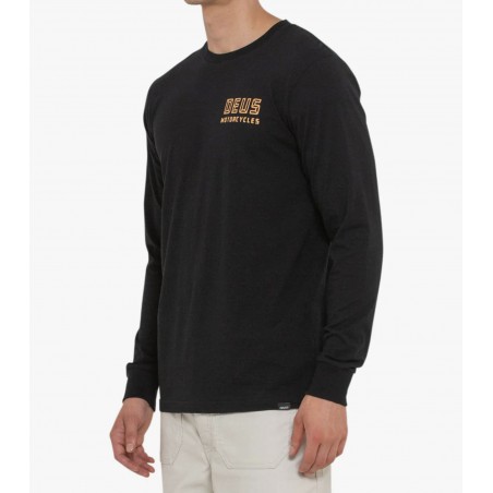 T-SHIRT KATOEN QUARTERS LONG SLEEVE TEE BLACK - Deus Ex Machina