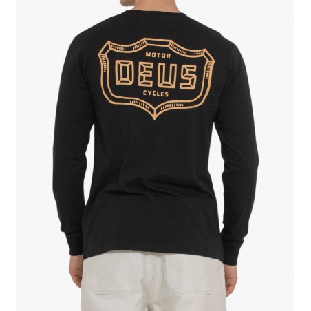 T-SHIRT KATOEN QUARTERS LONG SLEEVE TEE BLACK - Deus Ex Machina