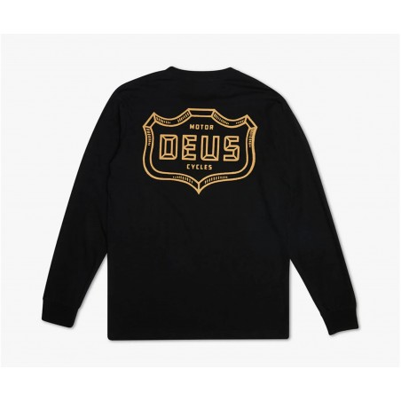 T-SHIRT KATOEN QUARTERS LONG SLEEVE TEE BLACK - Deus Ex Machina