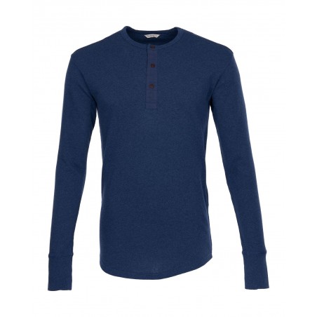 Henley T-shirt met knoopsluiting en lange mouwen Marineblauw - 1927 Henley Shirt long sleeve indigo melange Pike Brothers