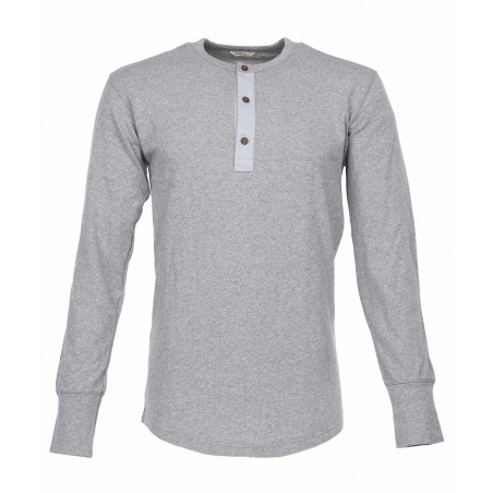 T-Shirt Henley mit Knopfleiste und langen Ärmeln hellgrau - 1927 Henley Shirt long sleeve light grey Pike Brothers