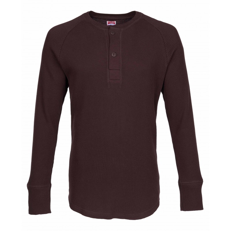 T-SHIRT HENLEY waffle brown - 1936 WAFFLE SHIRT...