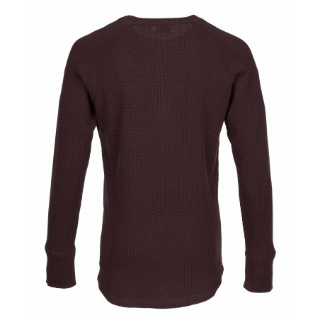 T-SHIRT HENLEY gaufré Marron - 1936 WAFFLE SHIRT ROCKPORT SEASIDE BROWN - PIKE BROTHERS