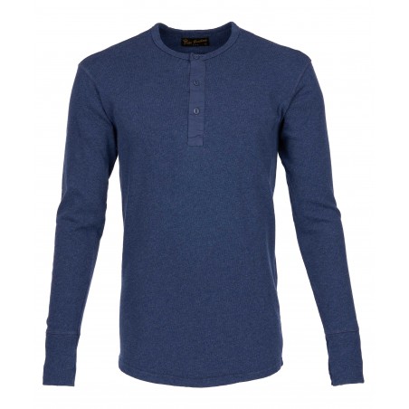 CAMISETA HENLEY 1954 Utility Shirt Long Sleeve índigo jaspeado – Pike Brothers