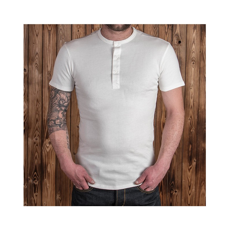 Kurzarm-T-Shirt mit Knopfleiste ecru - Utility Shirt Short Sleeve ecru