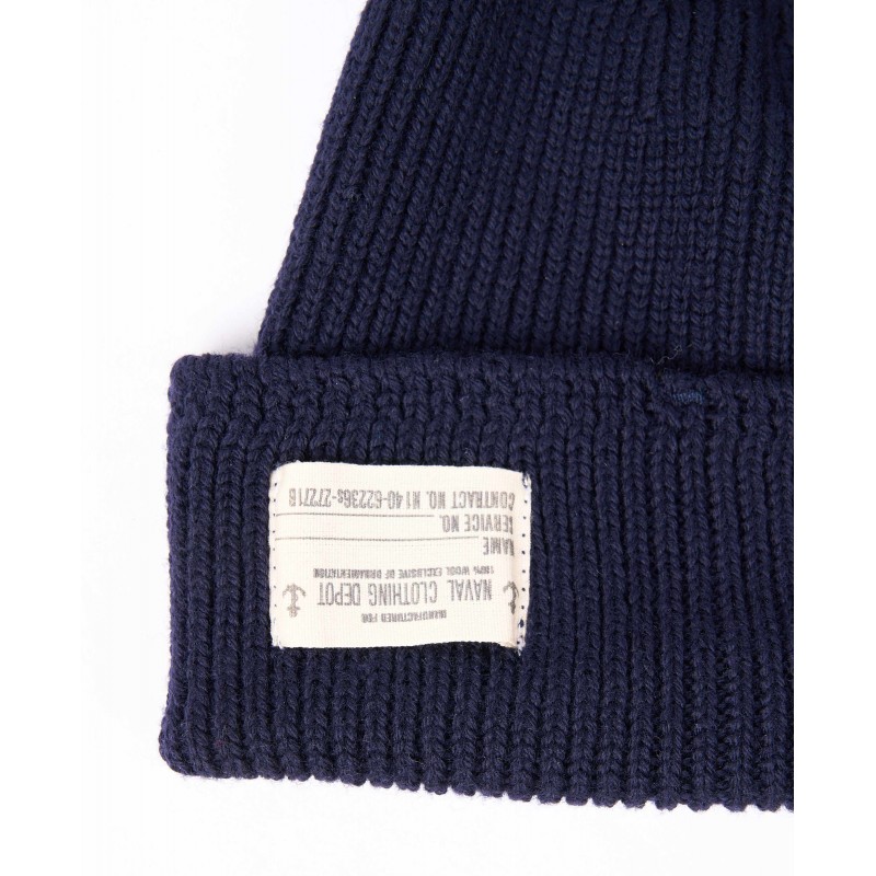 Marineblaue Strickmütze 100 % Merinowolle – USN...