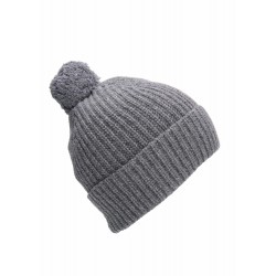 Melierte graue Strickmütze 100 % Wolle – 1972 Beanie grey...