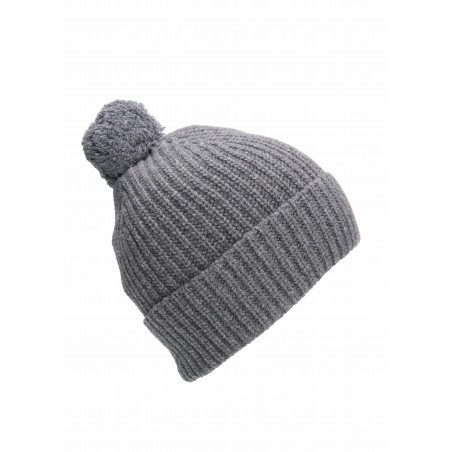 Melierte graue Strickmütze 100 % Wolle – 1972 Beanie grey melange – Pike Brothers