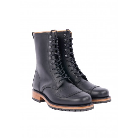 Motorradstiefel Leder Schwarz 1966 Explorer Boots black - Pike Brothers