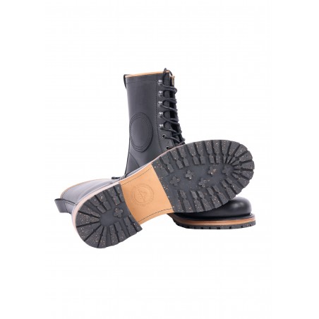 Motorradstiefel Leder Schwarz 1966 Explorer Boots black - Pike Brothers