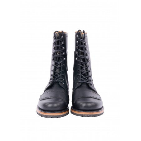 Motorradstiefel Leder Schwarz 1966 Explorer Boots black - Pike Brothers