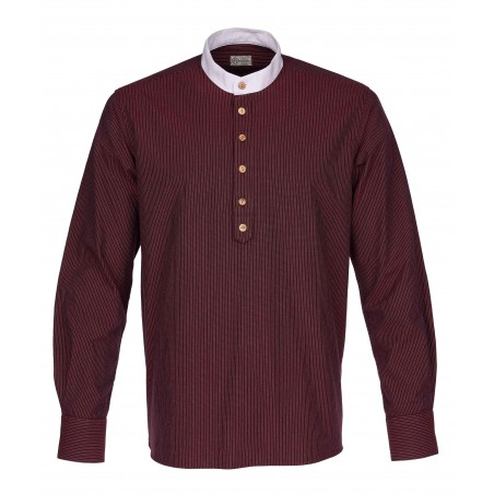 Chemise col droit coton – 1923 Buccaneer Shirt Seattle bordeaux – Pike Brothers